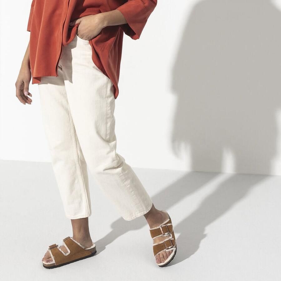 Birkenstock Arizona Shearling Slippers Mink Regular fit | Bruin | Suède - Foto 3