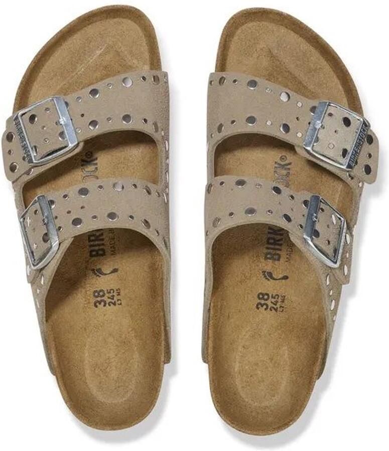 BIRKENSTOCK Teenslippers Dames Arizona Rivet Border Maat: 43 Materiaal: Suède Kleur: Beige - Foto 2