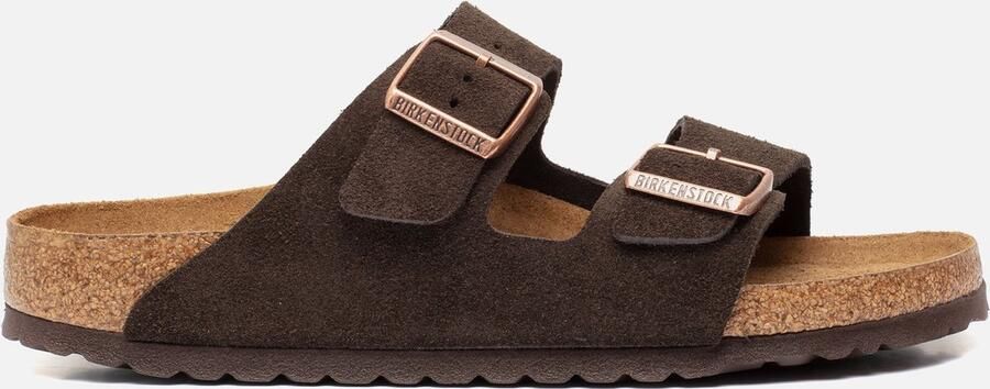 Birkenstock Platte sandalen Arizona Soft Footbed Suede Narrow Mocha