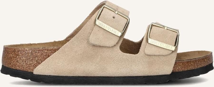 Birkenstock Verstelbare Logo Sandalen Rubberen Zool Beige