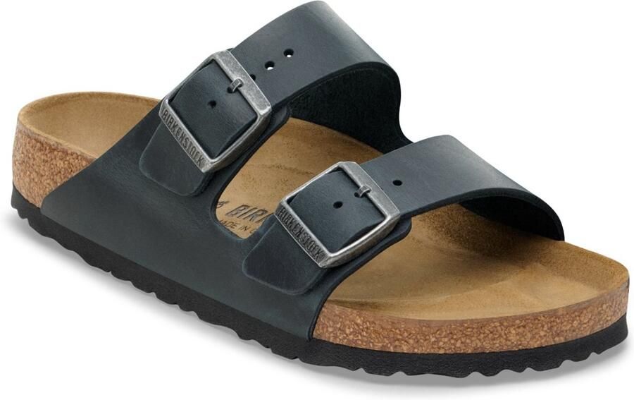 Birkenstock Arizona Slippers Oiled Leather Zwart Unisex Narrow