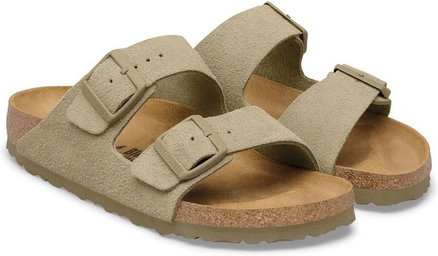 Birkenstock Narrow Arizona Suede Leather Faded Khaki - Foto 2