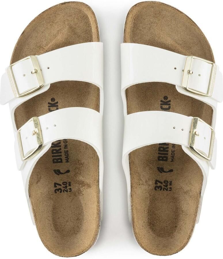 Birkenstock Arizona Grote Gesp Patent Witte Slippers Birko Flor Patent Fashion Wear - Foto 3