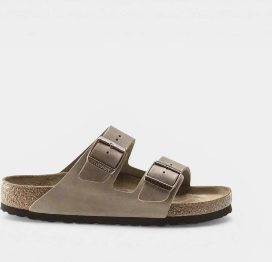 Birkenstock Platte sandalen Arizona Soft Footbed Oiled Leather Tobacco Brown
