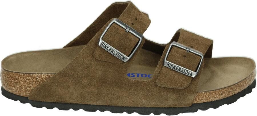 Birkenstock Platte sandalen Arizona Soft Footbed Suede Narrow Dark Tea Tonal