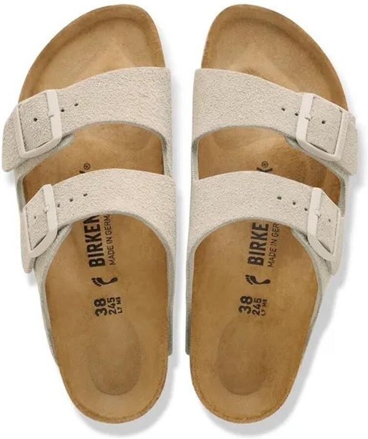 Birkenstock Platte sandalen Arizona Suede Leather Narrow Oyster