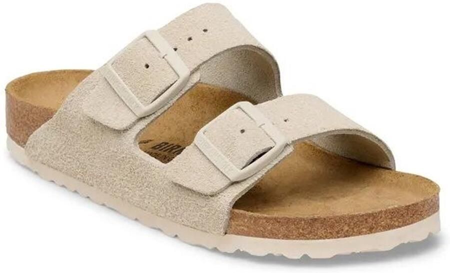 Birkenstock Platte sandalen Arizona Suede Leather Narrow Oyster