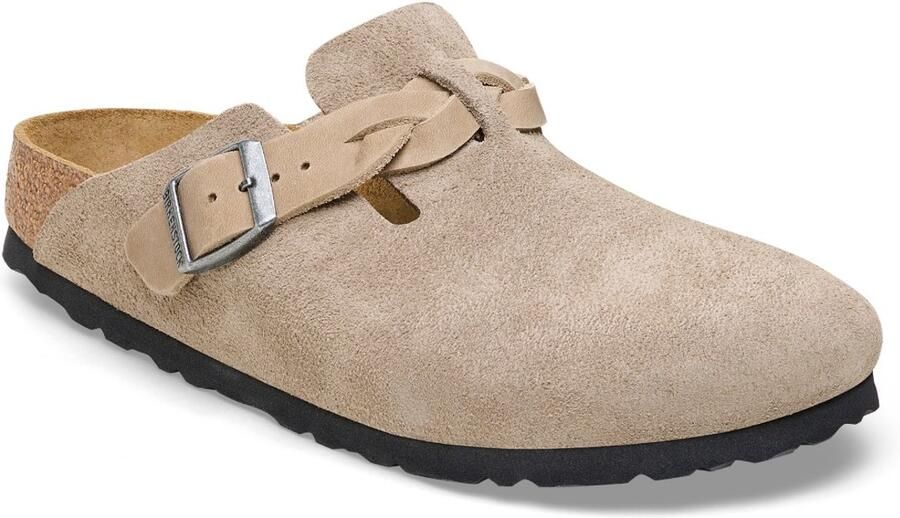 BIRKENSTOCK Instappers Boston Braided Maat: 42 Materiaal: Suède Kleur: Zand