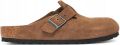 Birkenstock Platte sandalen Boston soft footbed suede leather - Bruin