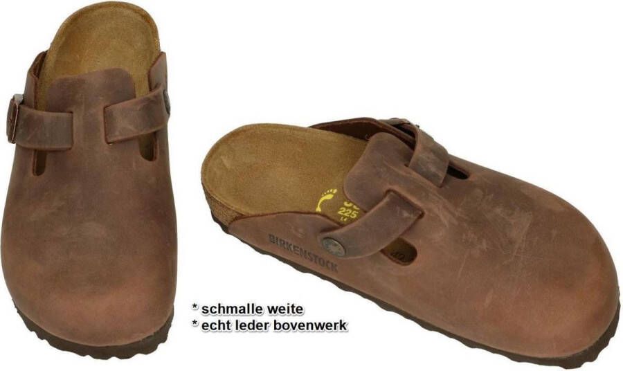 Birkenstock Boston Tabacco Brown narrow Fettleder Oiled Leather Unisex Pantoffels Tabacco Brown - Foto 4
