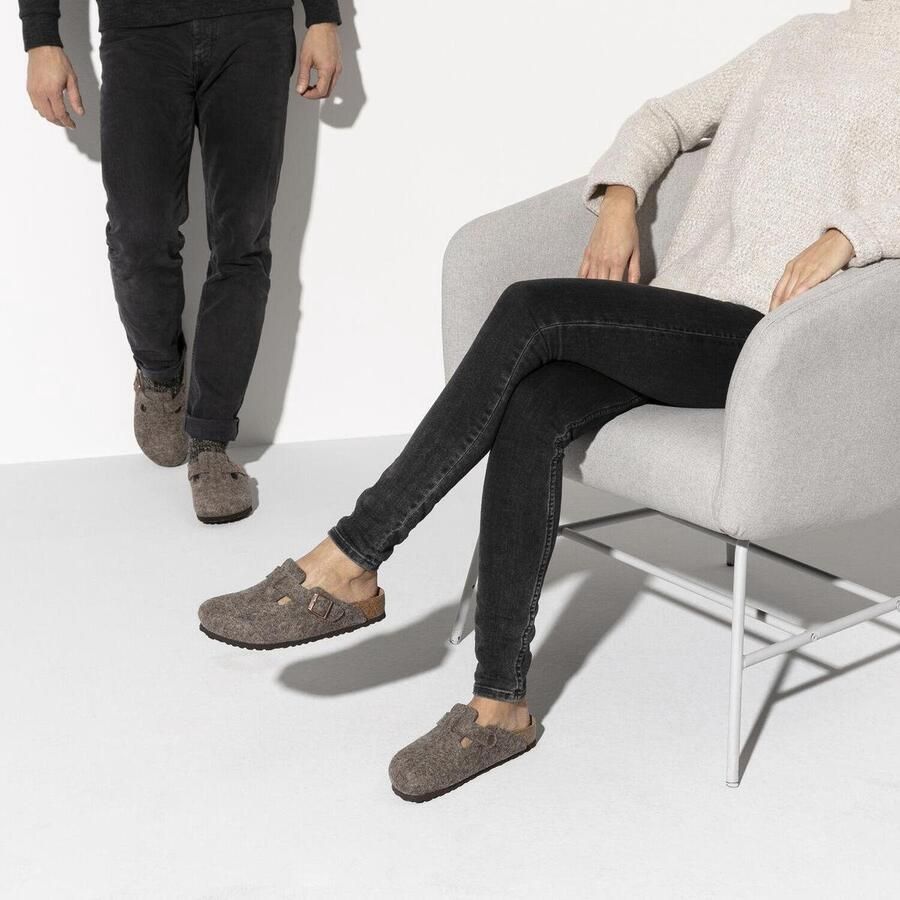 Birkenstock Wollen Boston Klompen Smalle Pasvorm Bruin Unisex - Foto 5