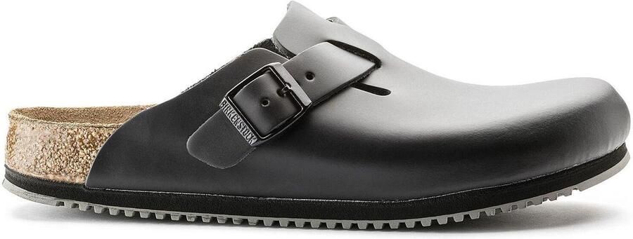 Birkenstock Boston black leather regular super grip sole - Foto 5