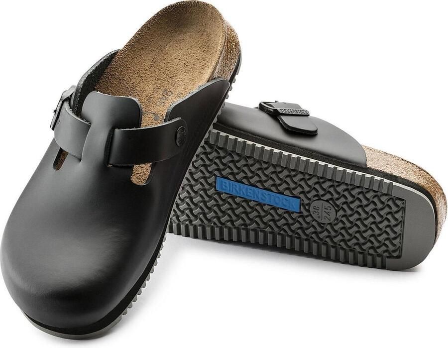 Birkenstock Boston black leather regular super grip sole - Foto 4