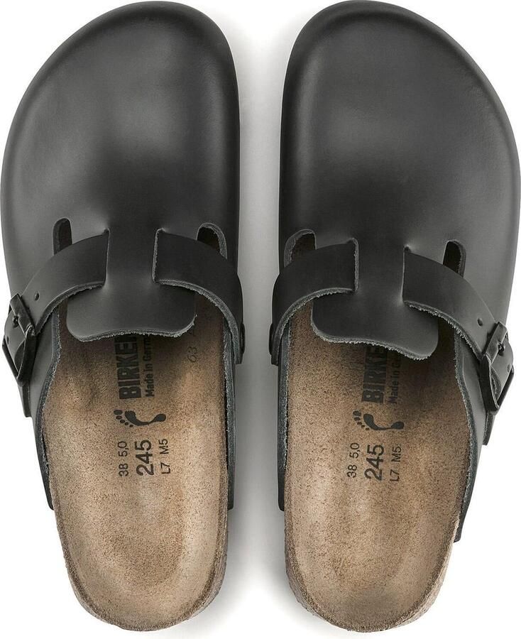 Birkenstock Boston black leather regular super grip sole - Foto 3