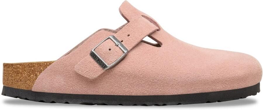 Birkenstock Boston Suede Leather Dames Pink Clay Roze Clogs Narrow