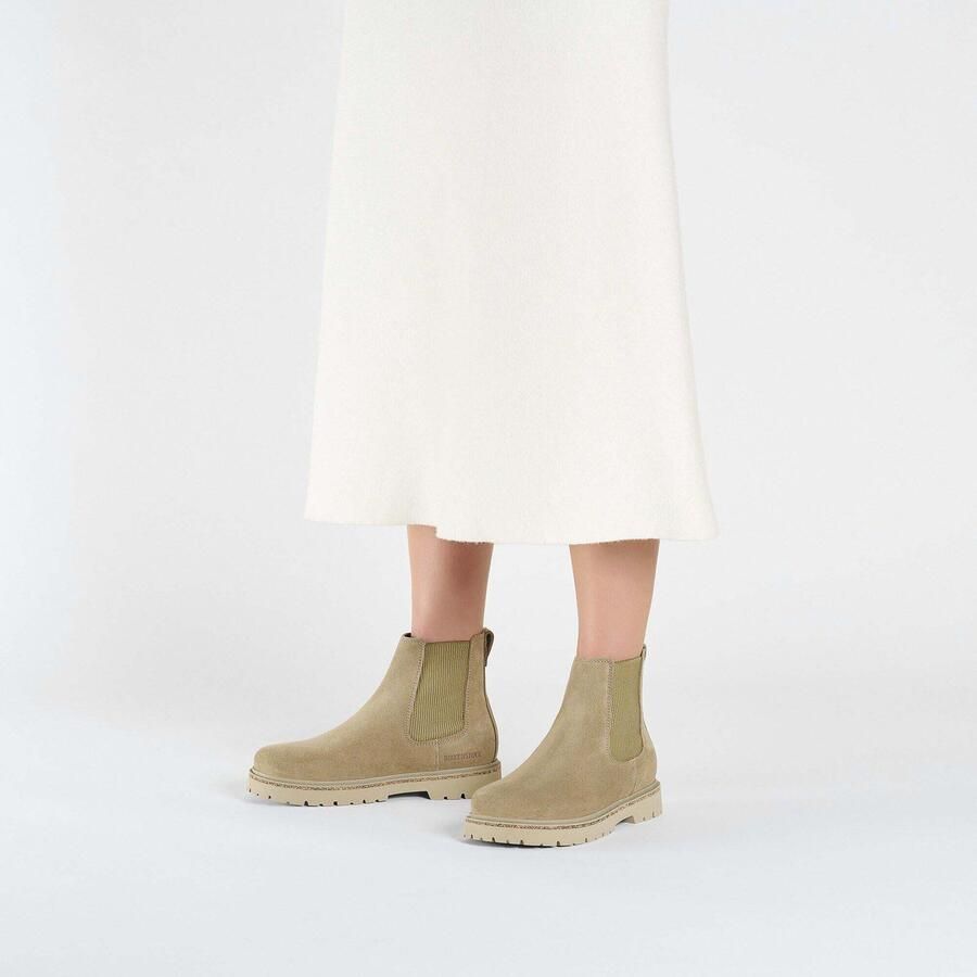 BIRKENSTOCK Chelsea Boots Dames Highwood Slip On Mid W Suède Taupe
