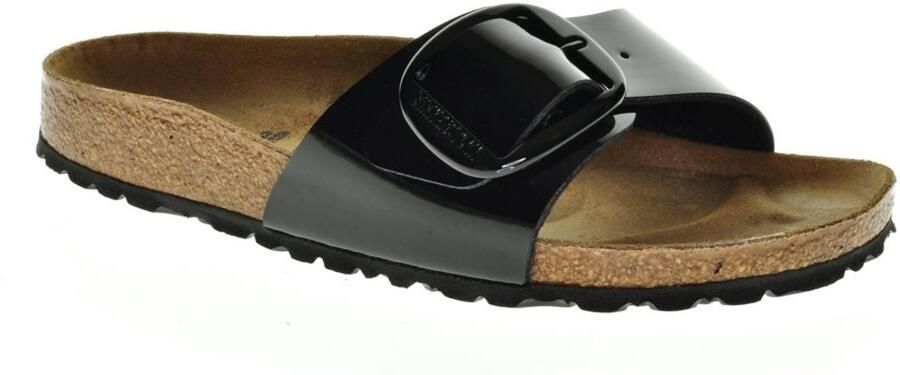 Birkenstock Madrid Big Buckle Patentleren Slippers Black Dames