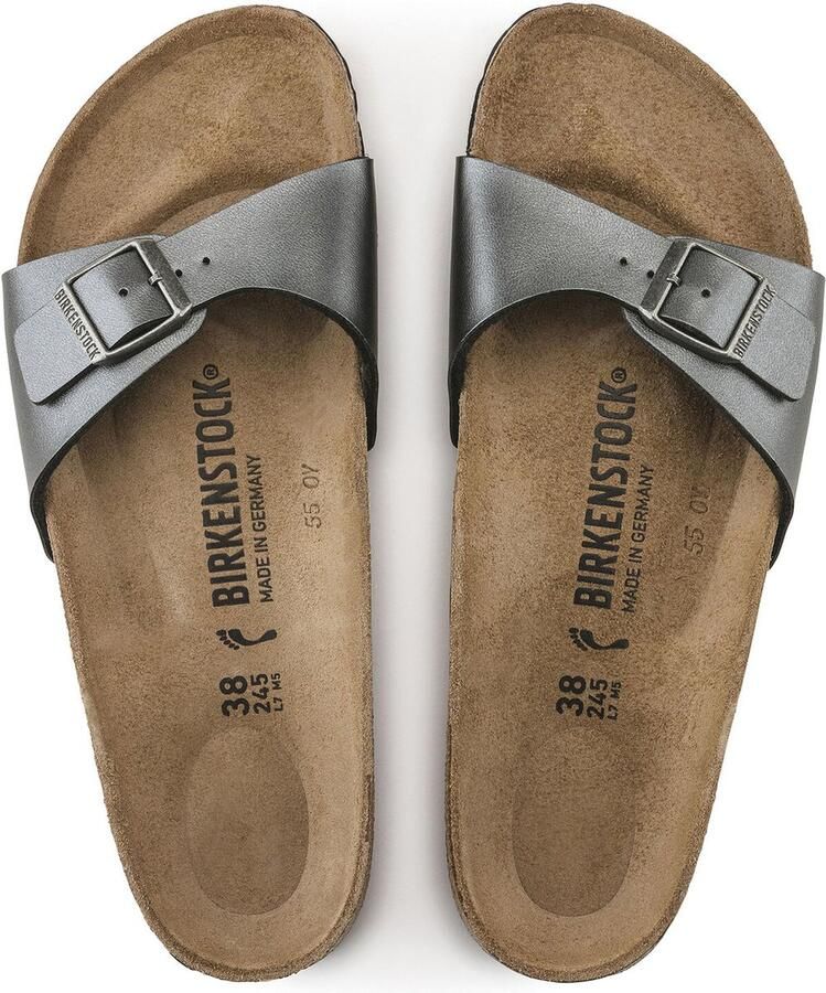 Birkenstock Madrid Dames Slippers Metallic Black Narrow fit | Zwart | Imitatieleer - Foto 4