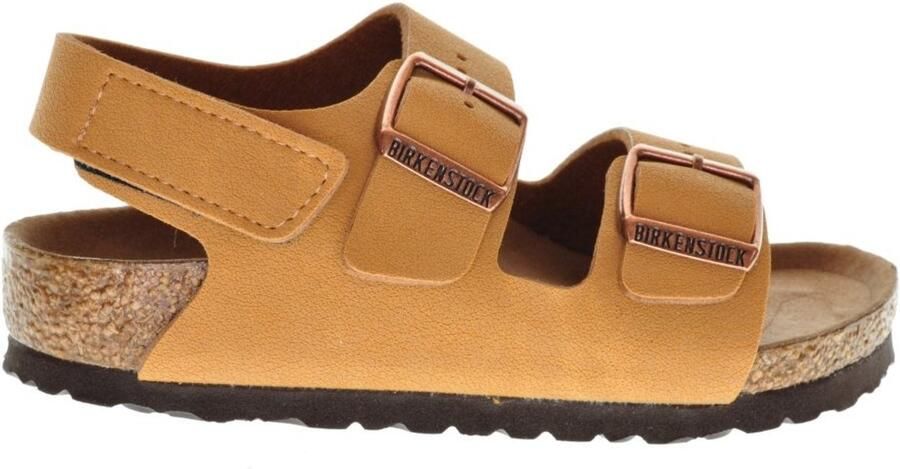 Birkenstock Milano HL Kids Sandalen Earthy Caramel Narrow-fit Cognac Imitatieleer