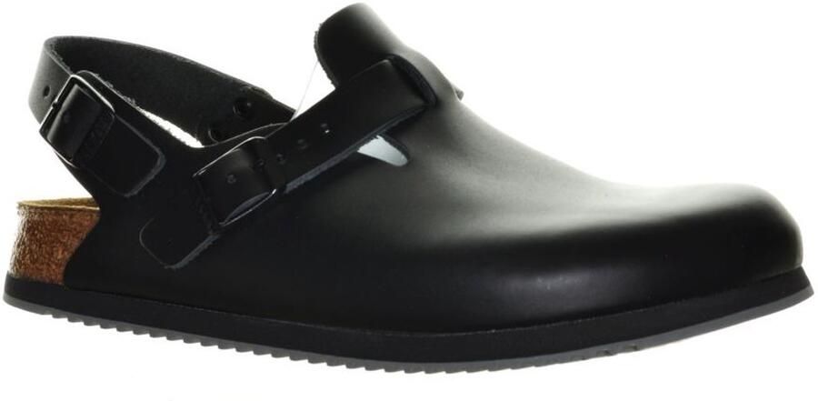Birkenstock Zwarte leren sandalen met verstelbare gesp Black Heren