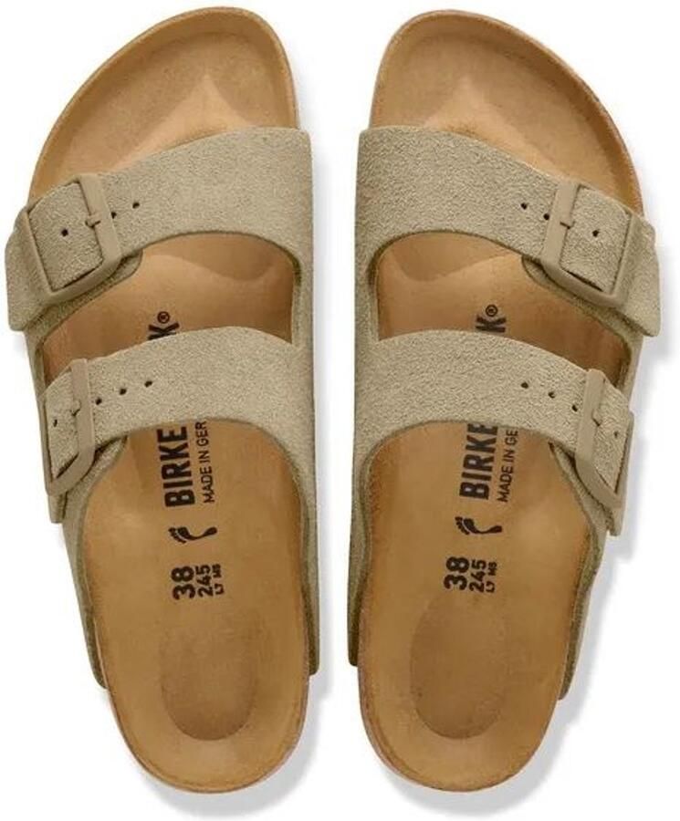 Birkenstock Narrow Arizona Suede Leather Faded Khaki