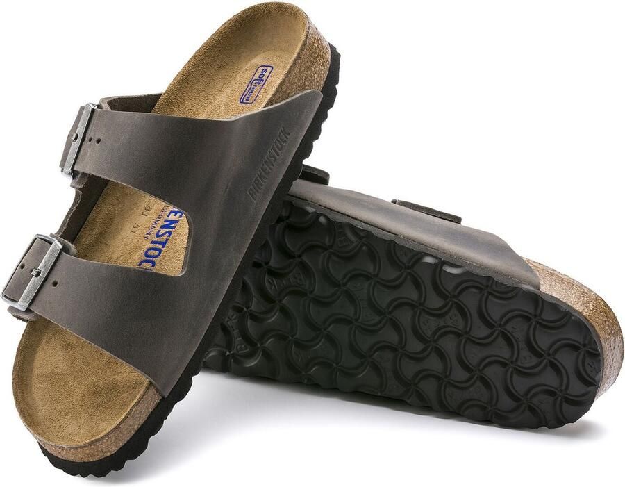 Birkenstock Leren Grijze Sliders Arizona Sfb Leoi Sandalen Grijs Unisex - Foto 8