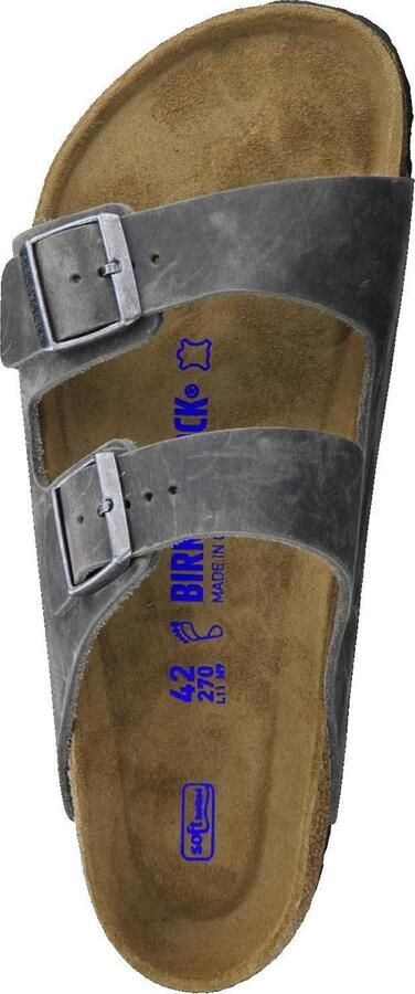 Birkenstock Leren Grijze Sliders Arizona Sfb Leoi Sandalen Grijs Unisex - Foto 12