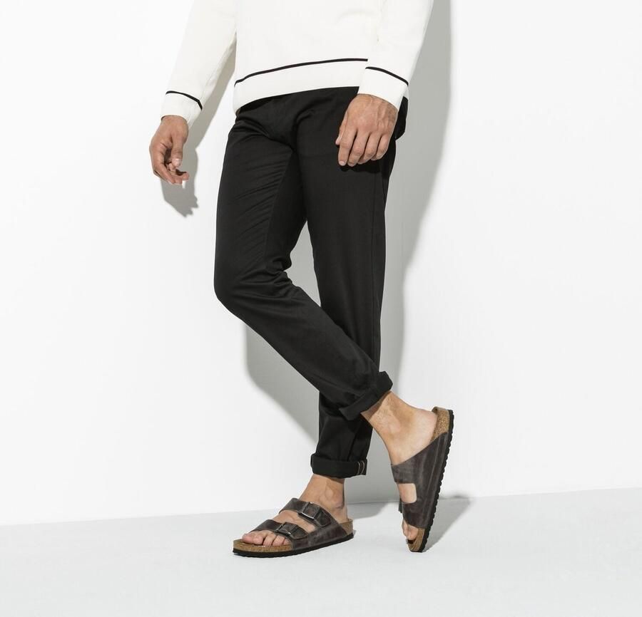 Birkenstock Leren Grijze Sliders Arizona Sfb Leoi Sandalen Grijs Unisex - Foto 3