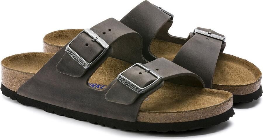 Birkenstock Leren Grijze Sliders Arizona Sfb Leoi Sandalen Grijs Unisex - Foto 10