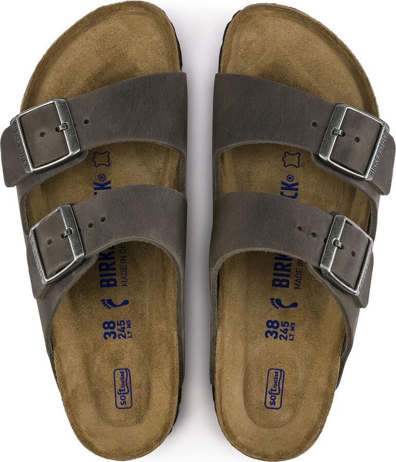 Birkenstock Leren Grijze Sliders Arizona Sfb Leoi Sandalen Grijs Unisex - Foto 7