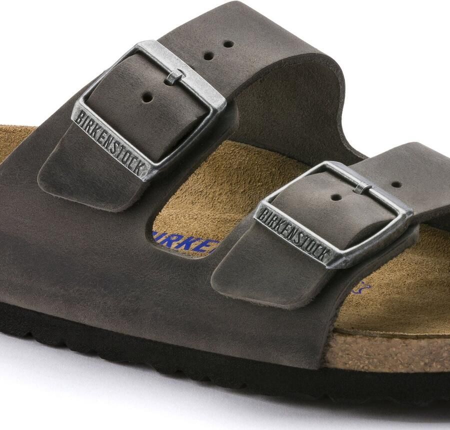 Birkenstock Leren Grijze Sliders Arizona Sfb Leoi Sandalen Grijs Unisex - Foto 4