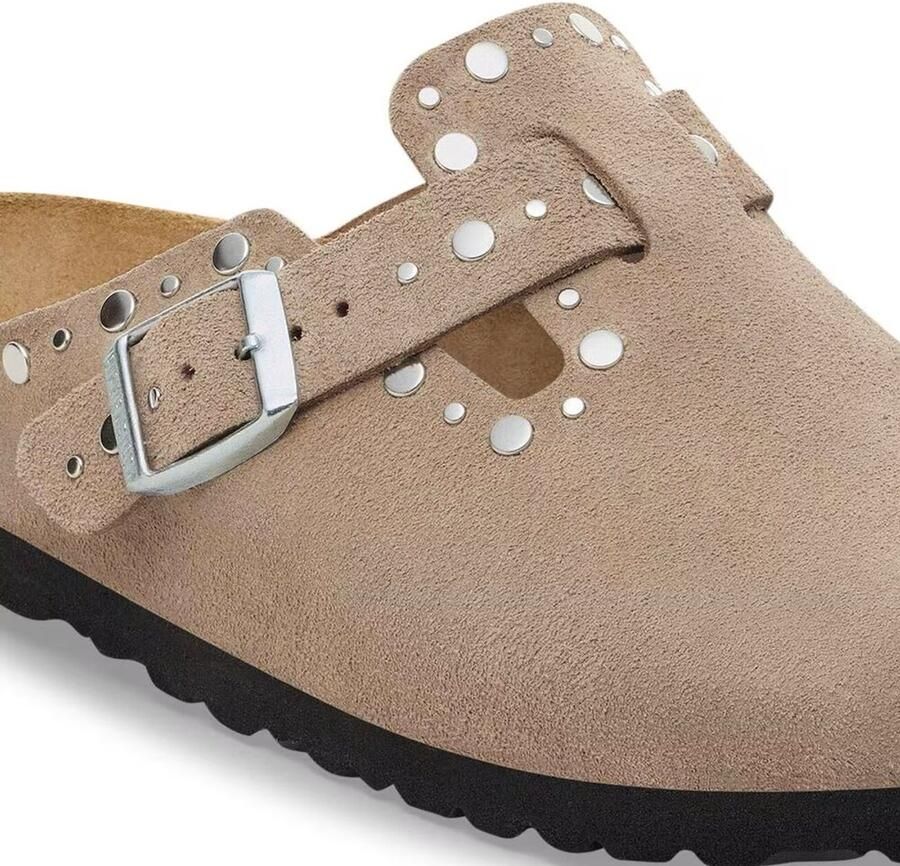 BIRKENSTOCK Instappers Dames Boston Rivet Suède Taupe