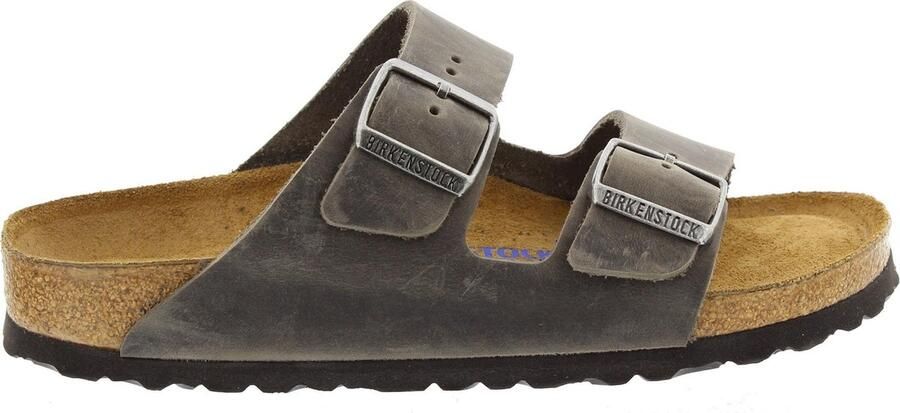 Birkenstock Arizona Slippers Iron Narrow fit | Grijs | Leer