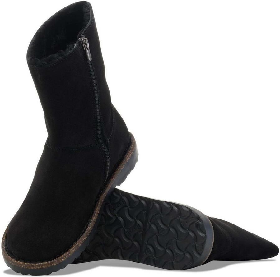 BIRKENSTOCK Vachtlaarzen Uppsala Zip Shearling Suède Zwart