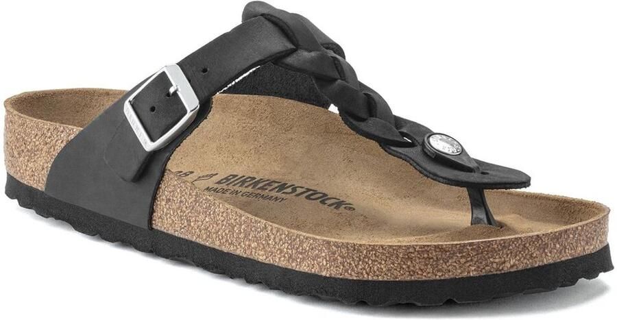 Birkenstock Gizeh Leren Sandalen Gevlochten Zwart Leer Leder