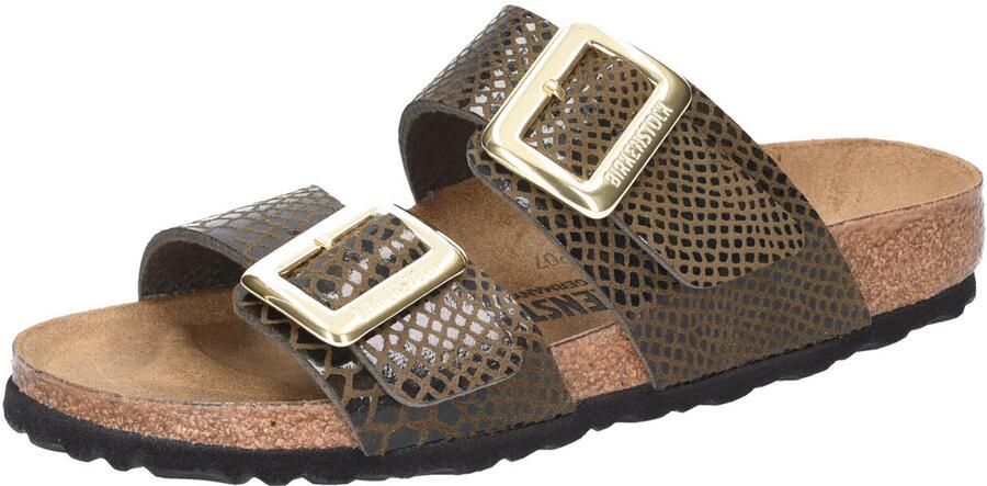 BIRKENSTOCK Slippers Dames Sydney Cushion Leatherlook Groen