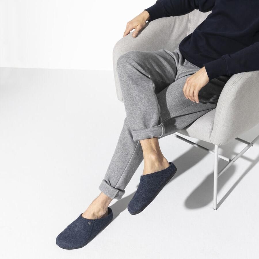 Birkenstock Pantoffels Andermatt Wolvilt Sloffen Standaard Blauw Regular - Foto 8