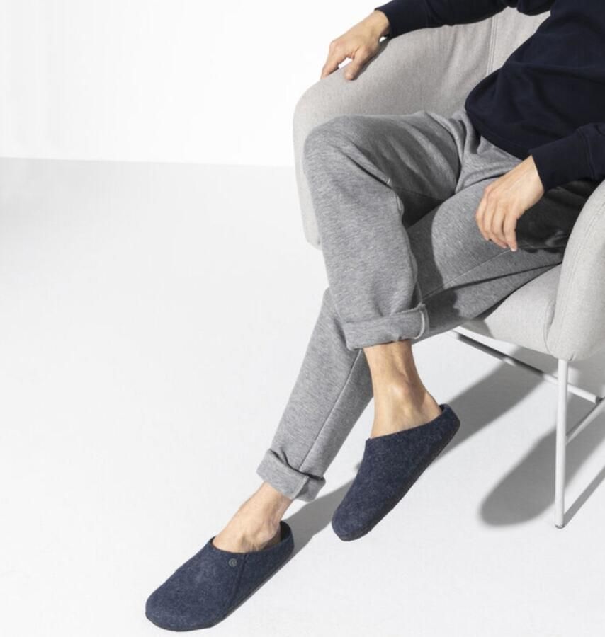 Birkenstock Pantoffels Andermatt Wolvilt Sloffen Standaard Blauw Regular - Foto 9