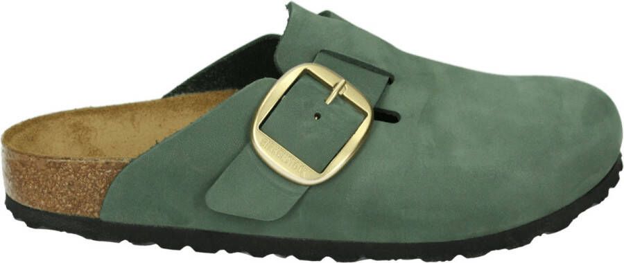 Birkenstock BOSTON BIG BUCKLE NUBUK Dames slippers Groen