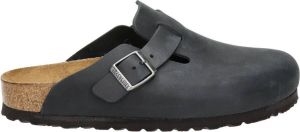 Birkenstock Boston Black narrow Fettleder Oiled Leather Unisex Pantoffels Zwart