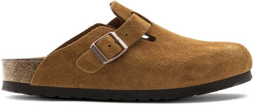 Birkenstock Boston SFB Mink narrow Veloursleder Suede Dames Pantoffels Mink