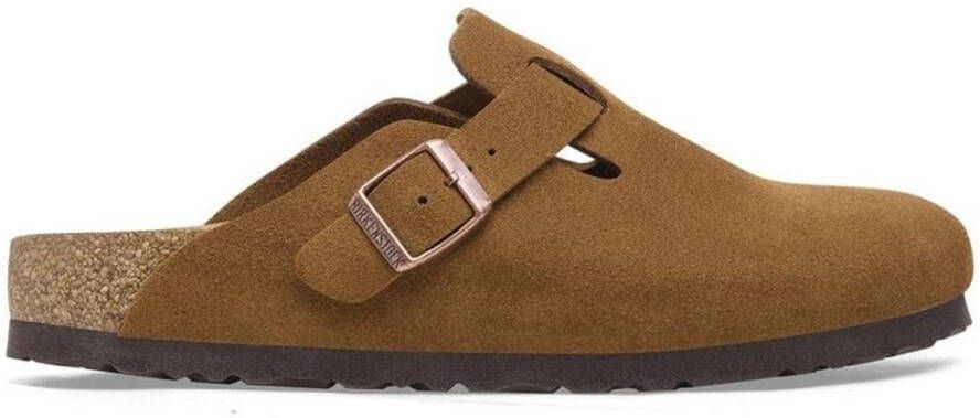 Birkenstock Bruin Leren Boston Pantoffels met Lage Zool Brown