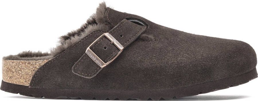 Birkenstock Boston VL Shearling suède slides Brown