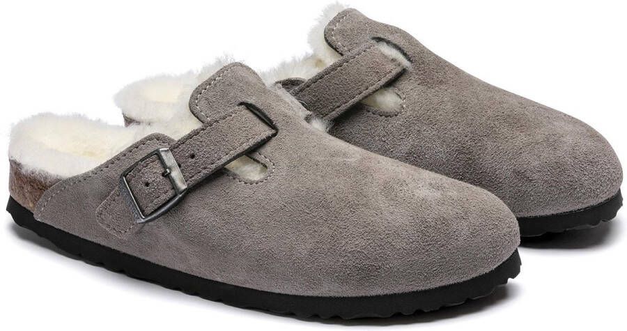 Birkenstock Boston lamsvel Stone Coin Narrow