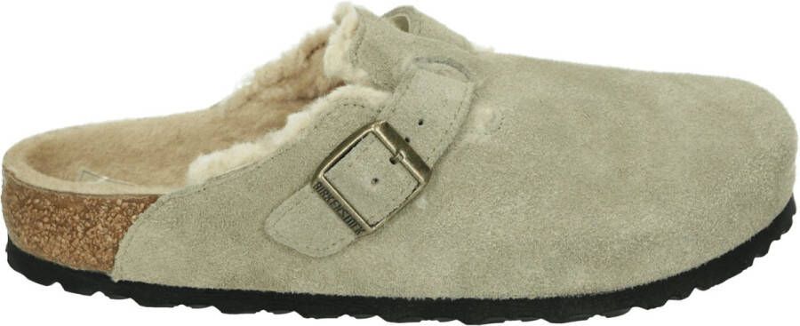 Birkenstock BOSTON SHEARLING SUEDE LEATHER pantoffels pantoffels Taupe