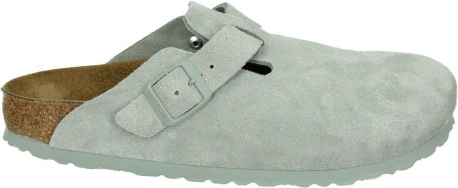 Birkenstock BOSTON SUEDE PURE SAGE slippersPopulaire Groen