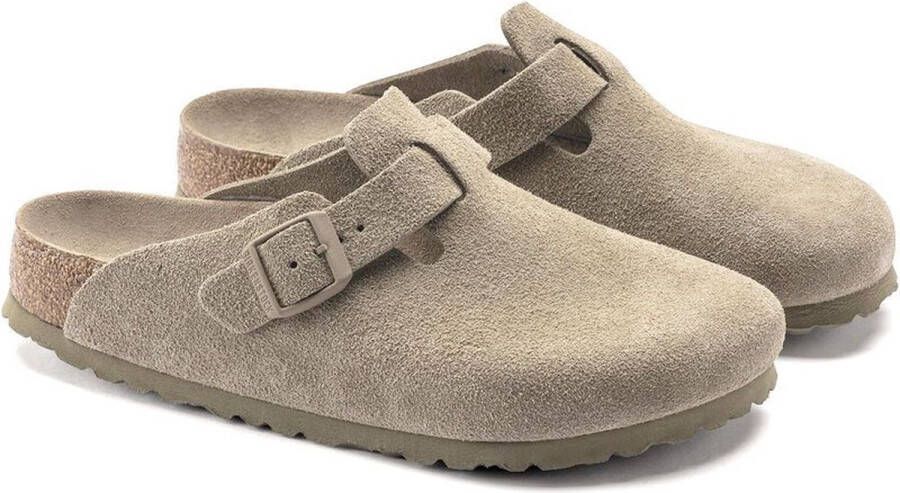 Birkenstock Boston Zachtvoetbed Suède Kaki