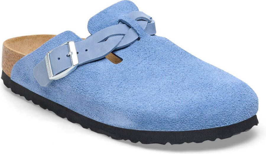 Birkenstock Dames Boston Braided Suede Elemental Blue Elemental Blue