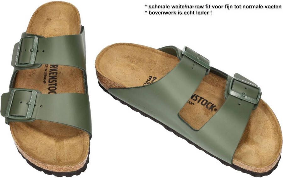 Birkenstock - s groen olijf slippers & muiltjes