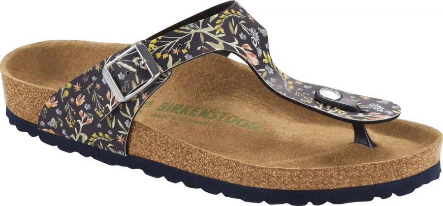 Birkenstock Gizeh Dames Watercolor Flower Regular fit | Zwart Imitatieleer -